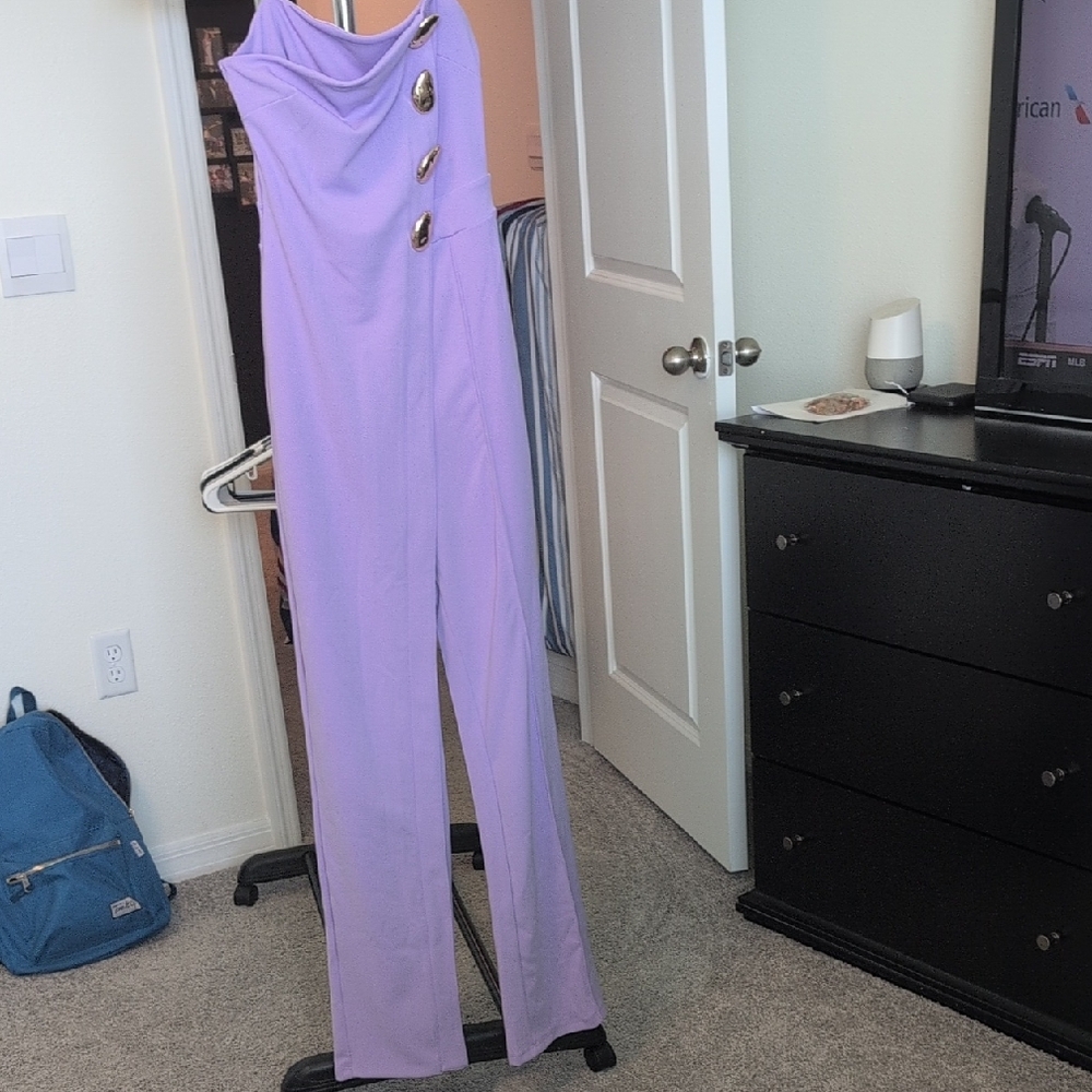 Fashion Nova Purple Jumpsuit Sleeveless Straight-Leg